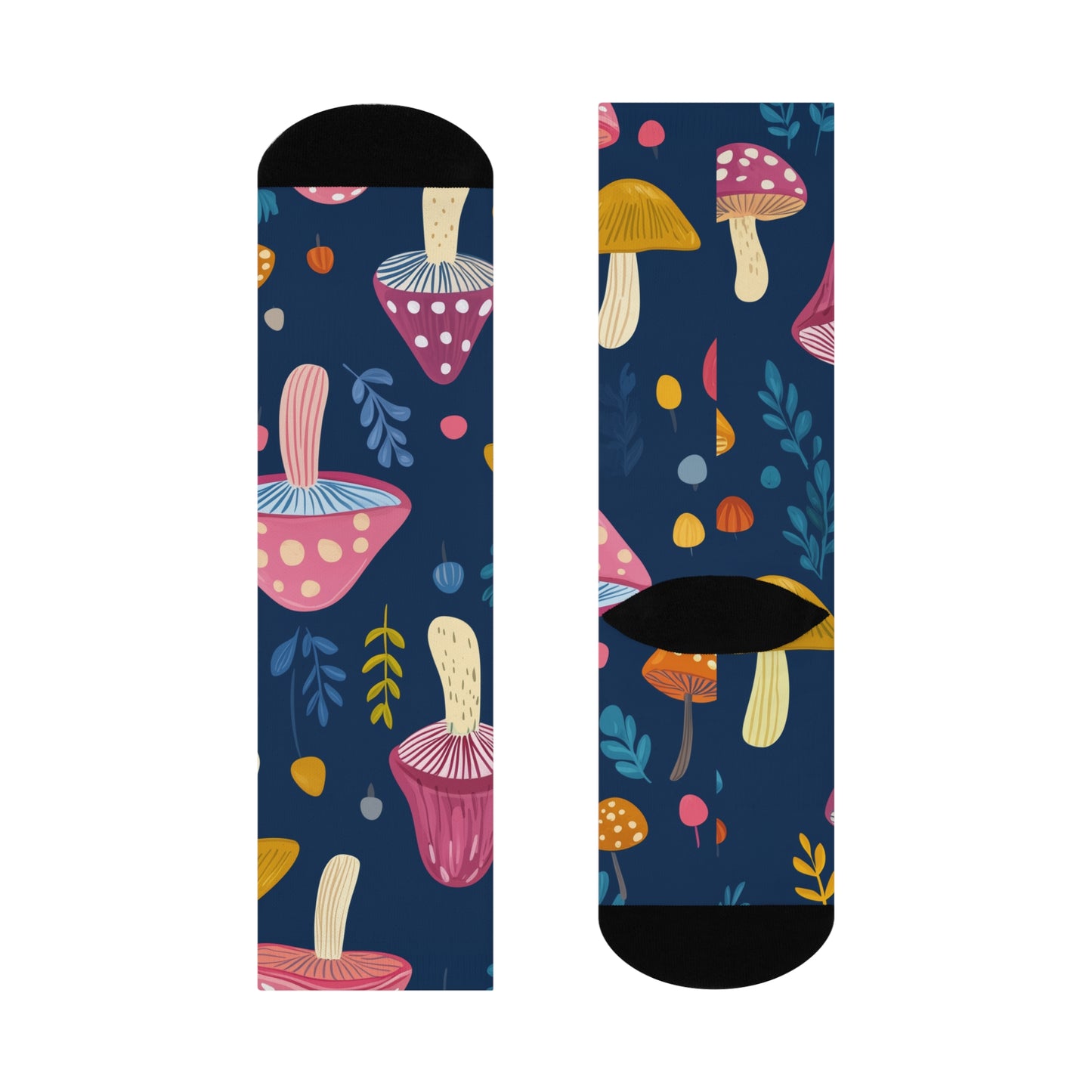 Mushroom Cushioned Crew Socks | Blue 004