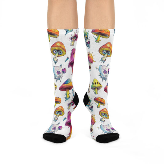 Rainbow Monster Mushroom Crew Socks
