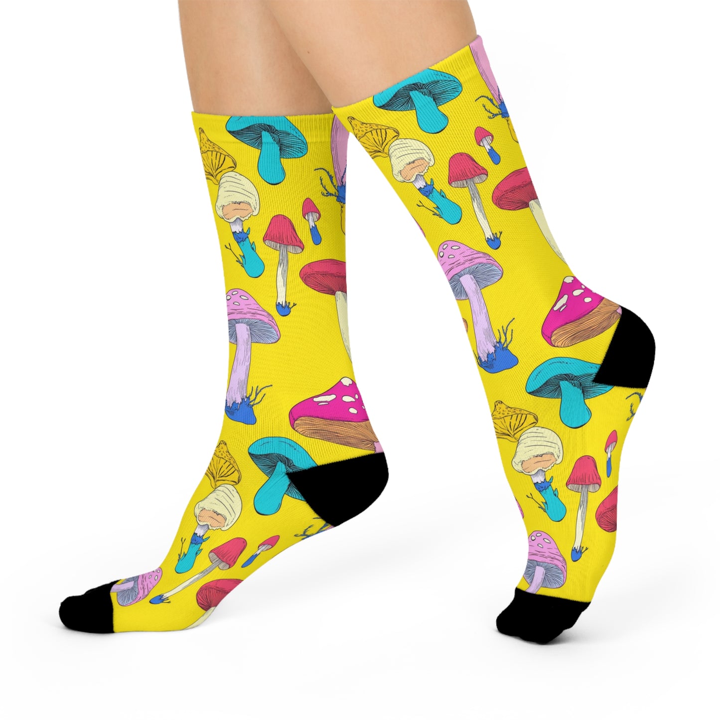 Mushroom Cushioned Crew Socks | Yellow 010