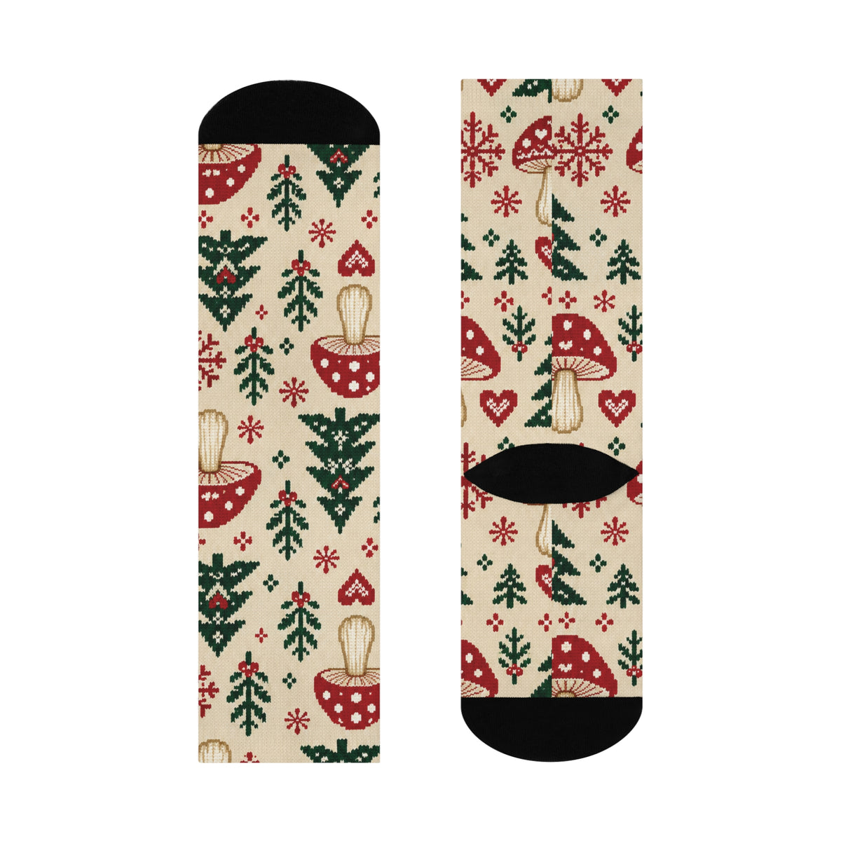 Nordic Mushroom Winter Christmas Mushroom Cushioned Crew Socks
