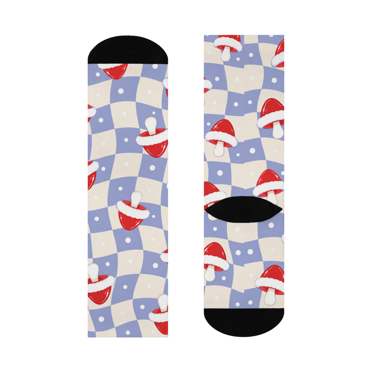 Snow Day Check Christmas Mushroom Cushioned Crew Socks