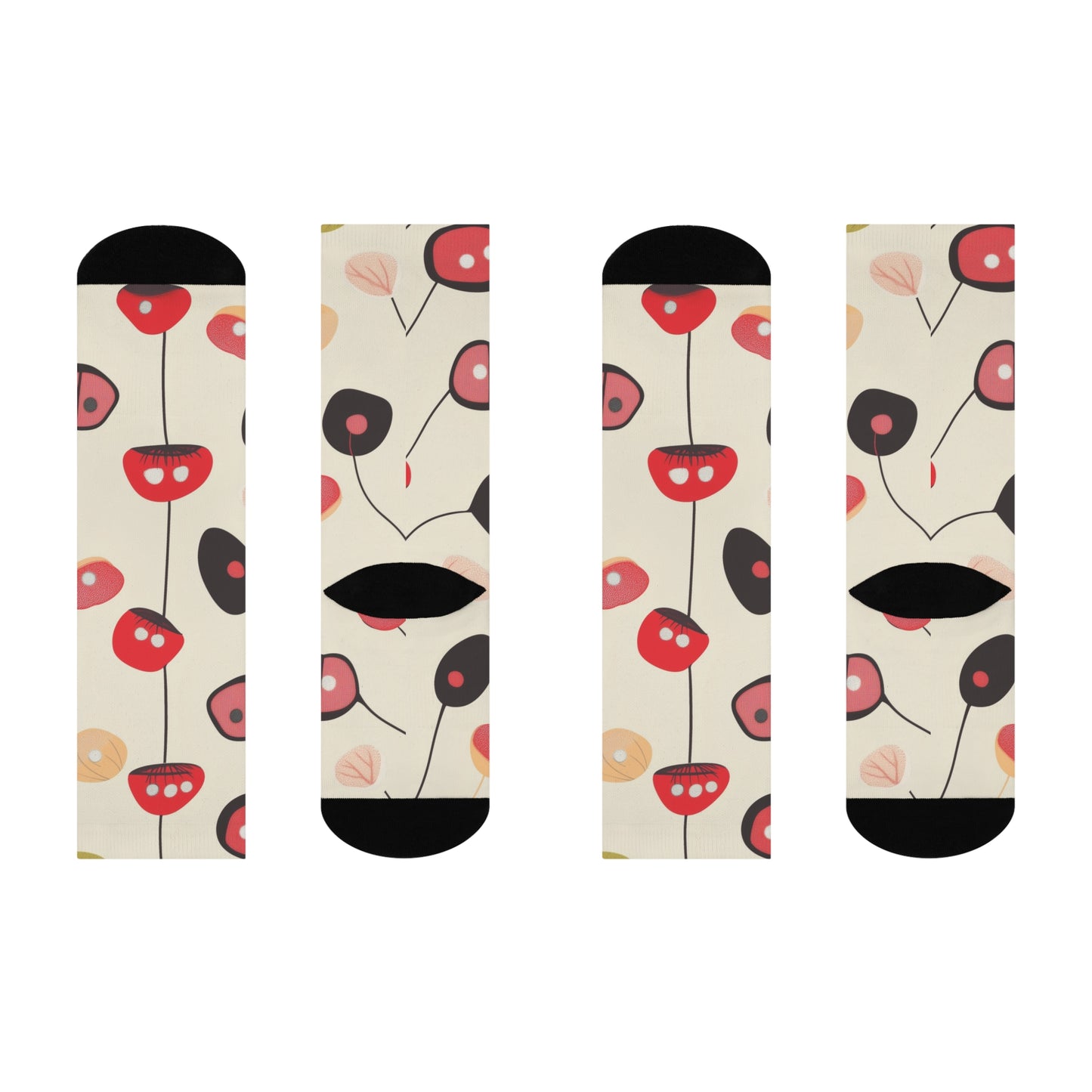 Mushroom Cushioned Crew Socks | Beige 003