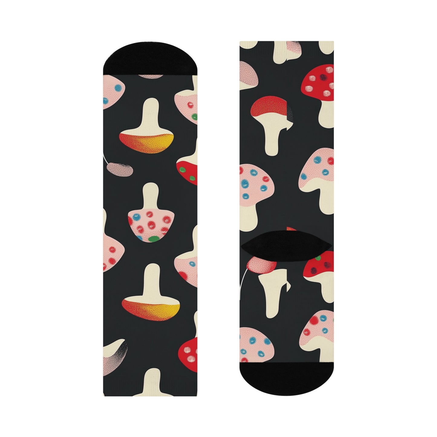 Mushroom Cushioned Crew Socks | Black 011