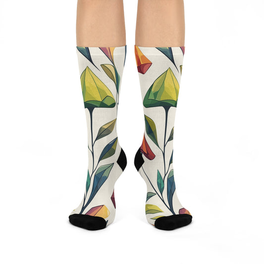 Ivory Geometric Mushroom Crew Socks