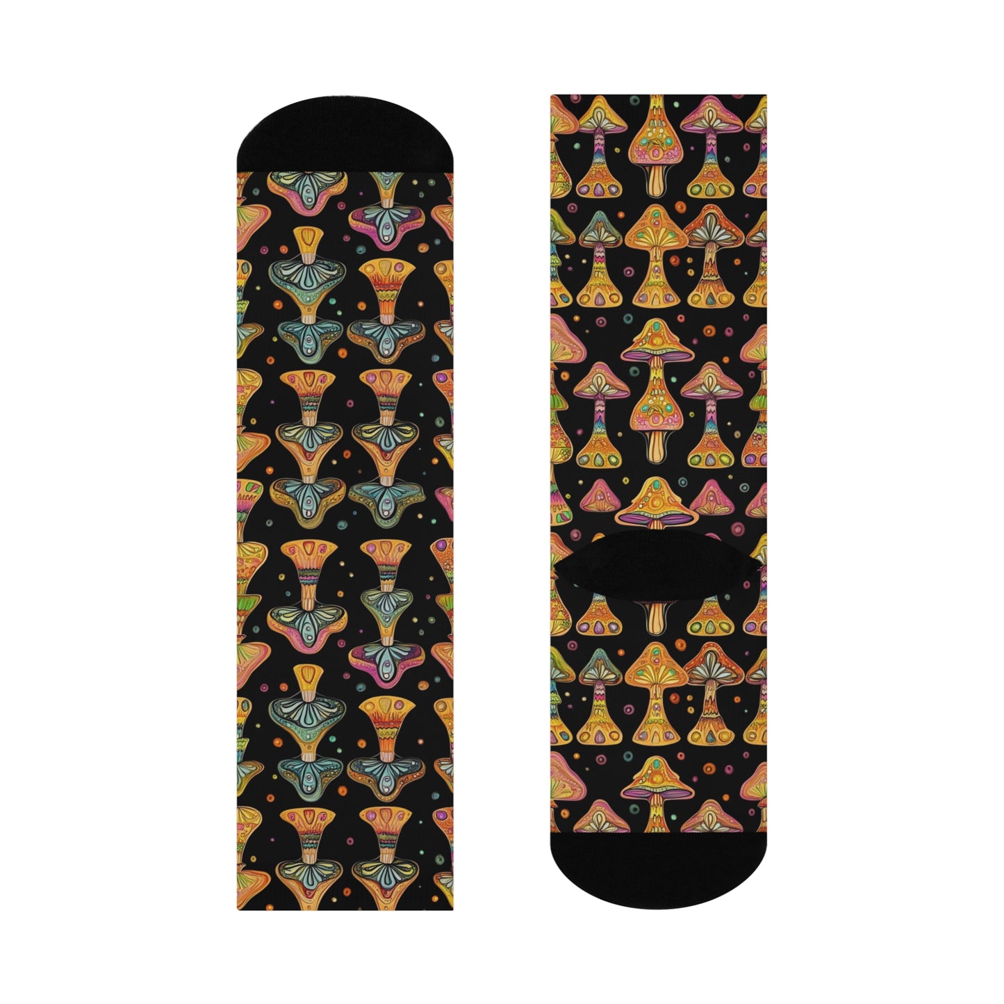 Mushroom Cushioned Crew Socks | Black 012