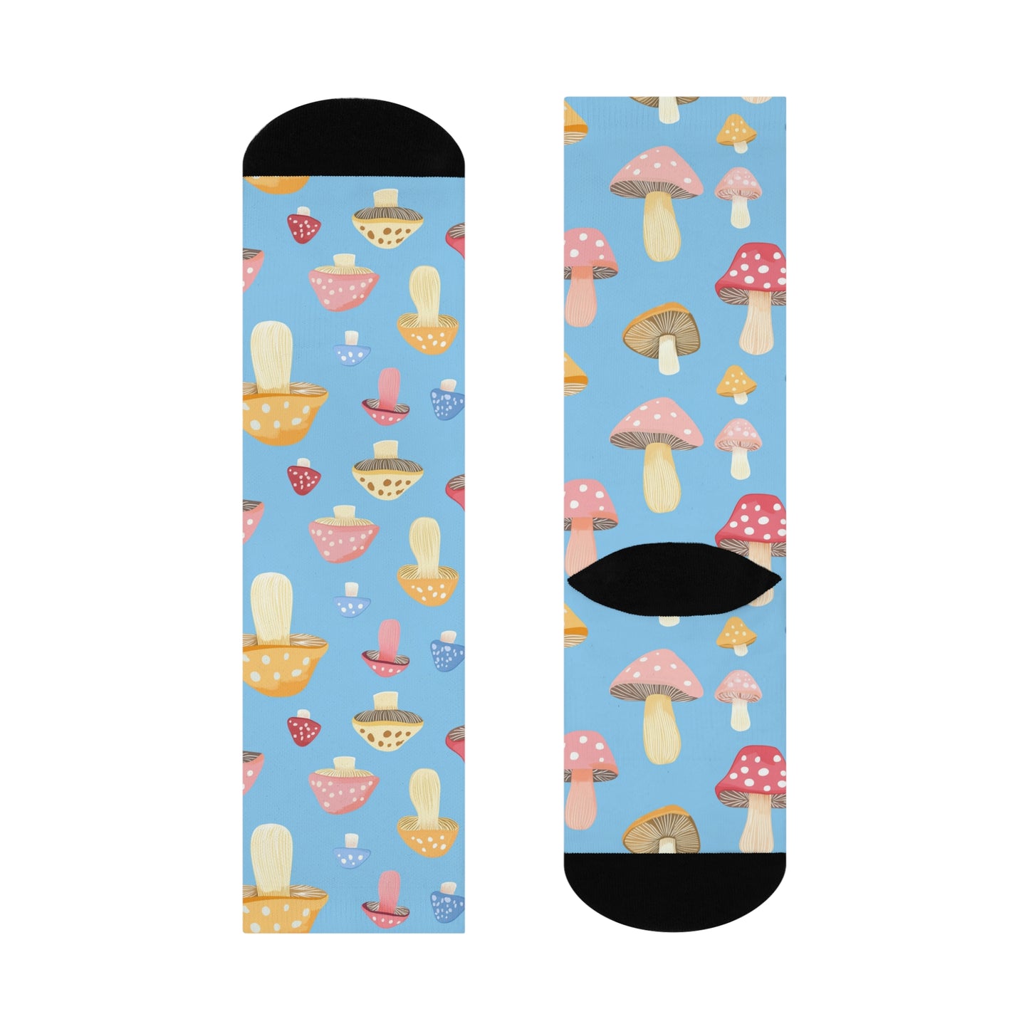 Mushroom Socks For Festival Season | Cushioned Crew Socks | Blue 021