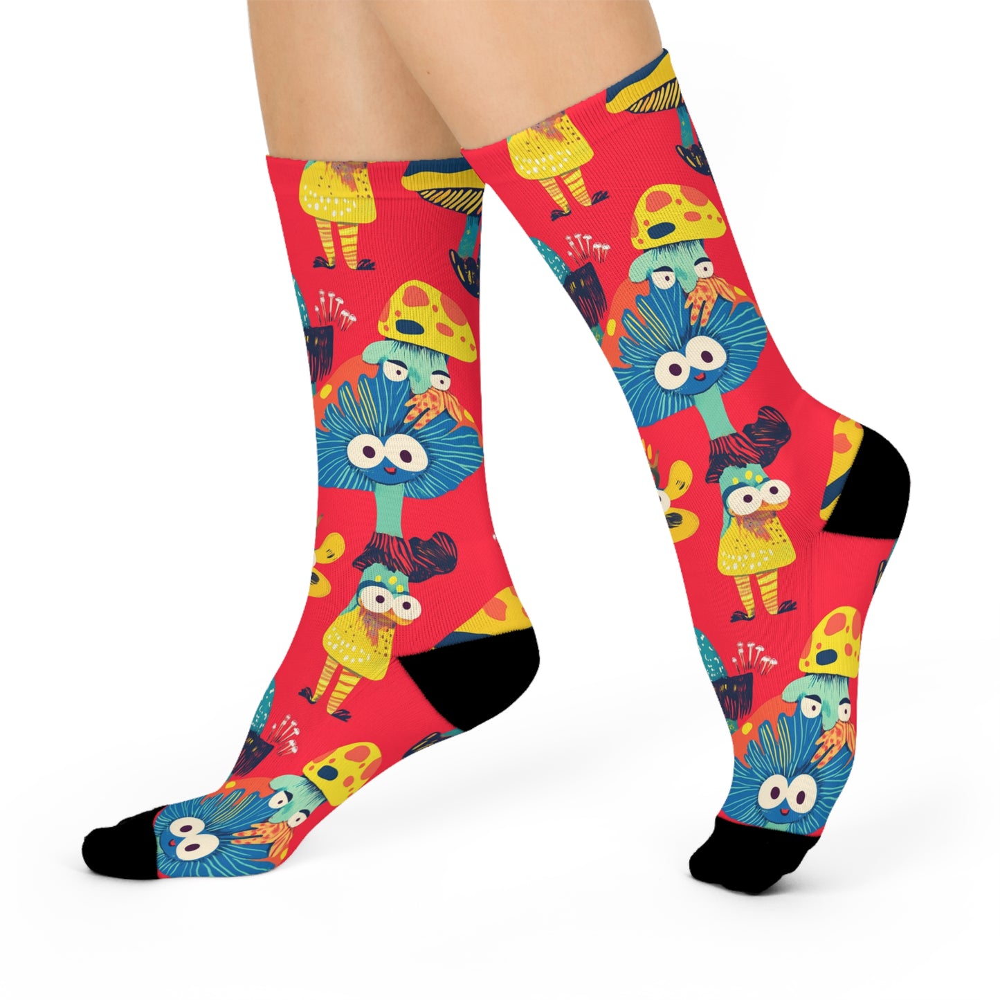 Mushroom Cushioned Crew Socks | Red 013