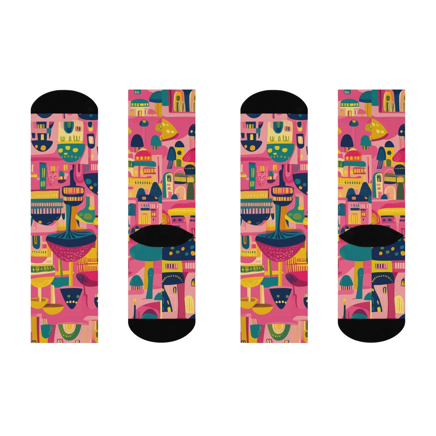 Mushroom Cushioned Crew Socks | Pink 001
