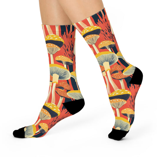 Mushroom Cushioned Crew Socks | Red 006