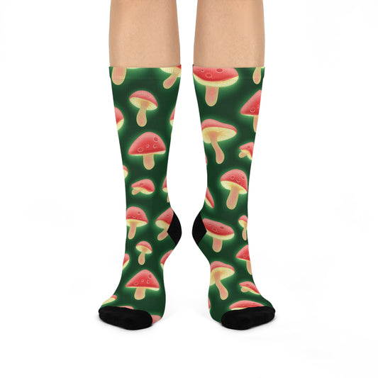 Green Halo Mushroom Crew Socks