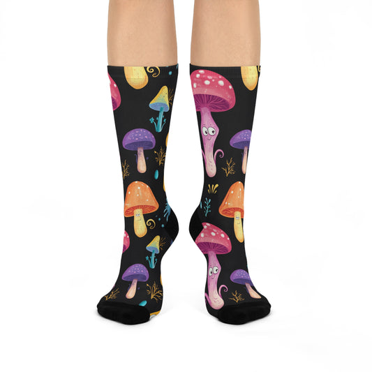 Happy Golden Mushroom Crew Socks