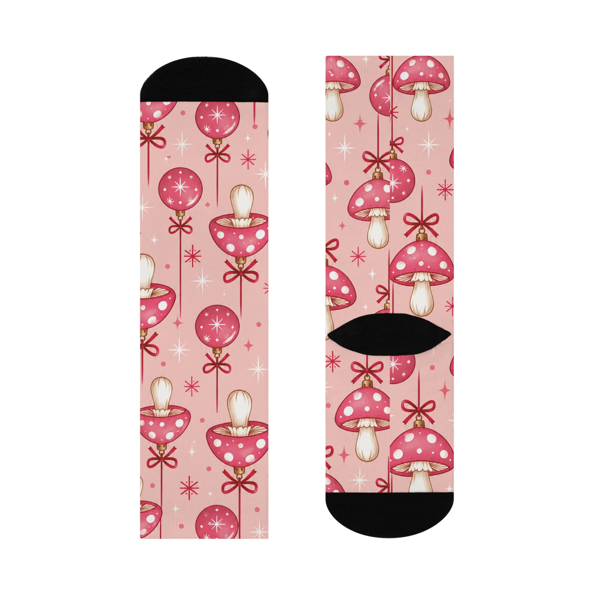 Pink Bauble Bloom Christmas Mushroom Cushioned Crew Socks