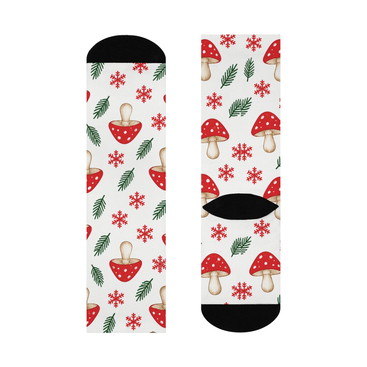 Snowflake Morels Christmas Mushroom Cushioned Crew Socks