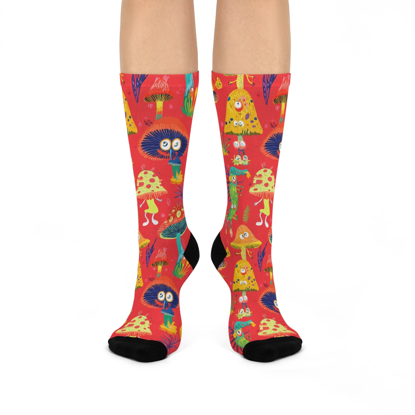 Mushroom Cushioned Crew Socks | Red 012