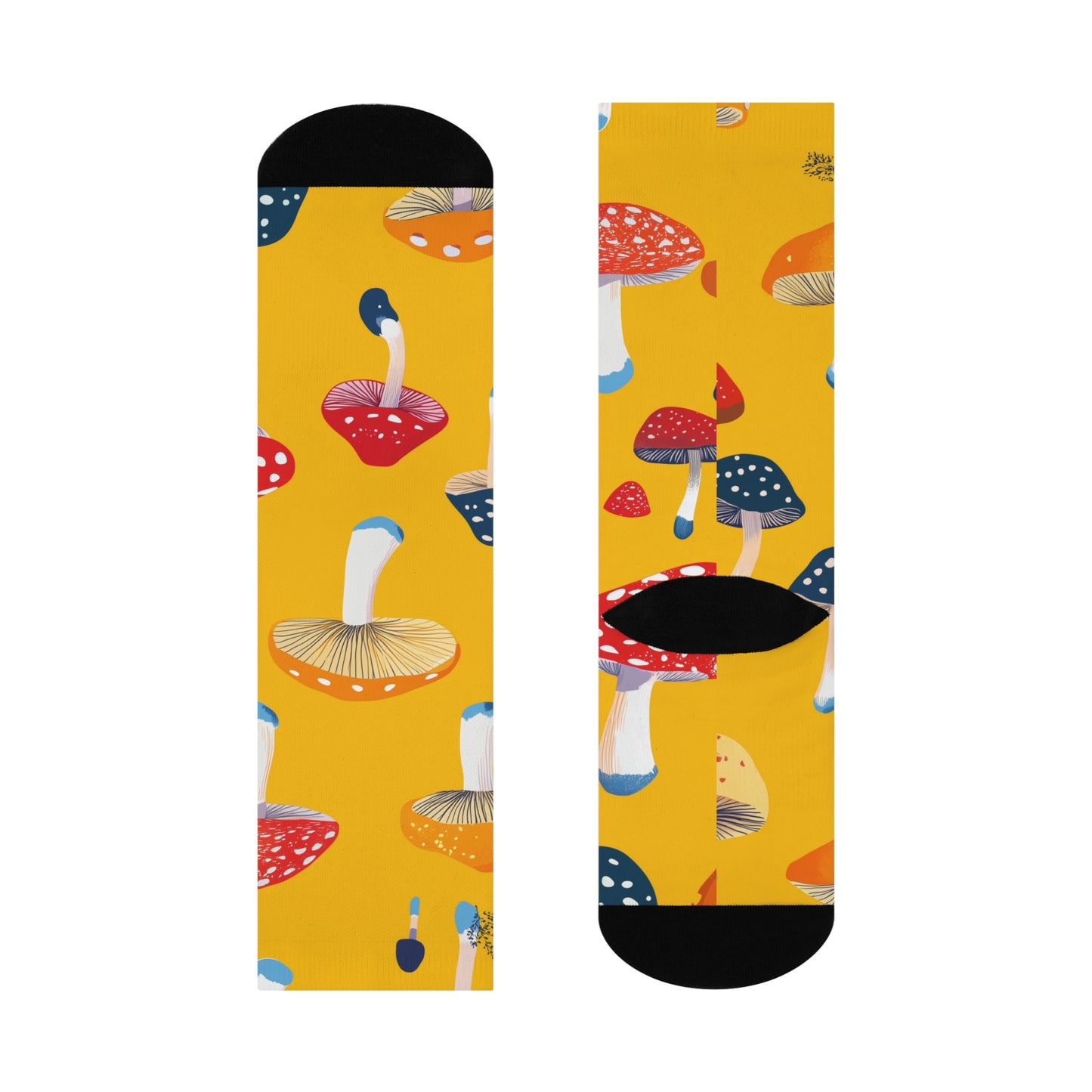 Mushroom Cushioned Crew Socks | Yellow 002