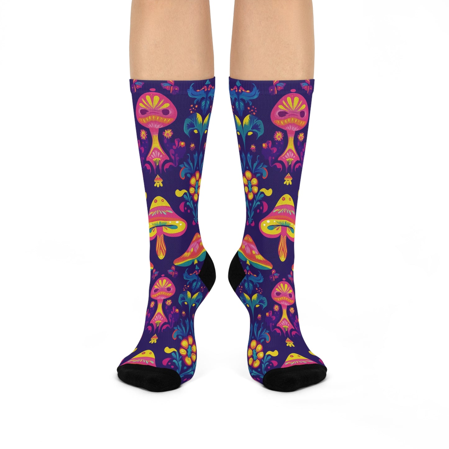 Mushroom Cushioned Crew Socks | Purple 007