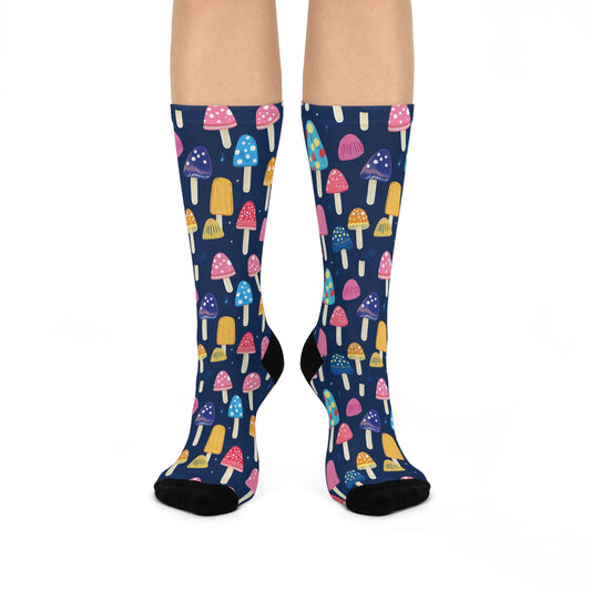 Navy Mushroom Popsicle Crew Socks