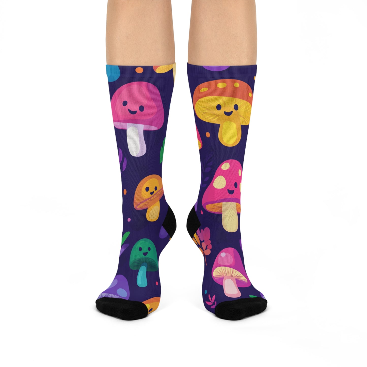 Mushroom Cushioned Crew Socks | Purple 001