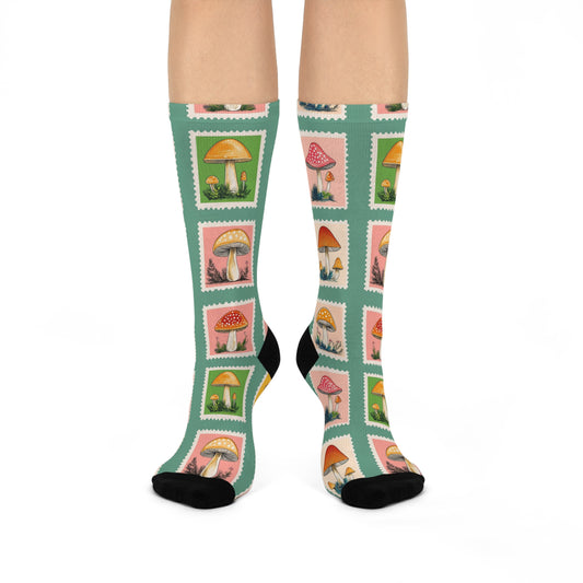 Sage Mushroom Postage Crew Socks