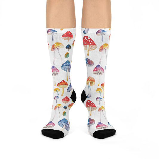 Mushroom Cushioned Crew Socks | White 010