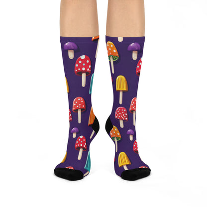 Purple Mushroom & Popsicle Crew Socks