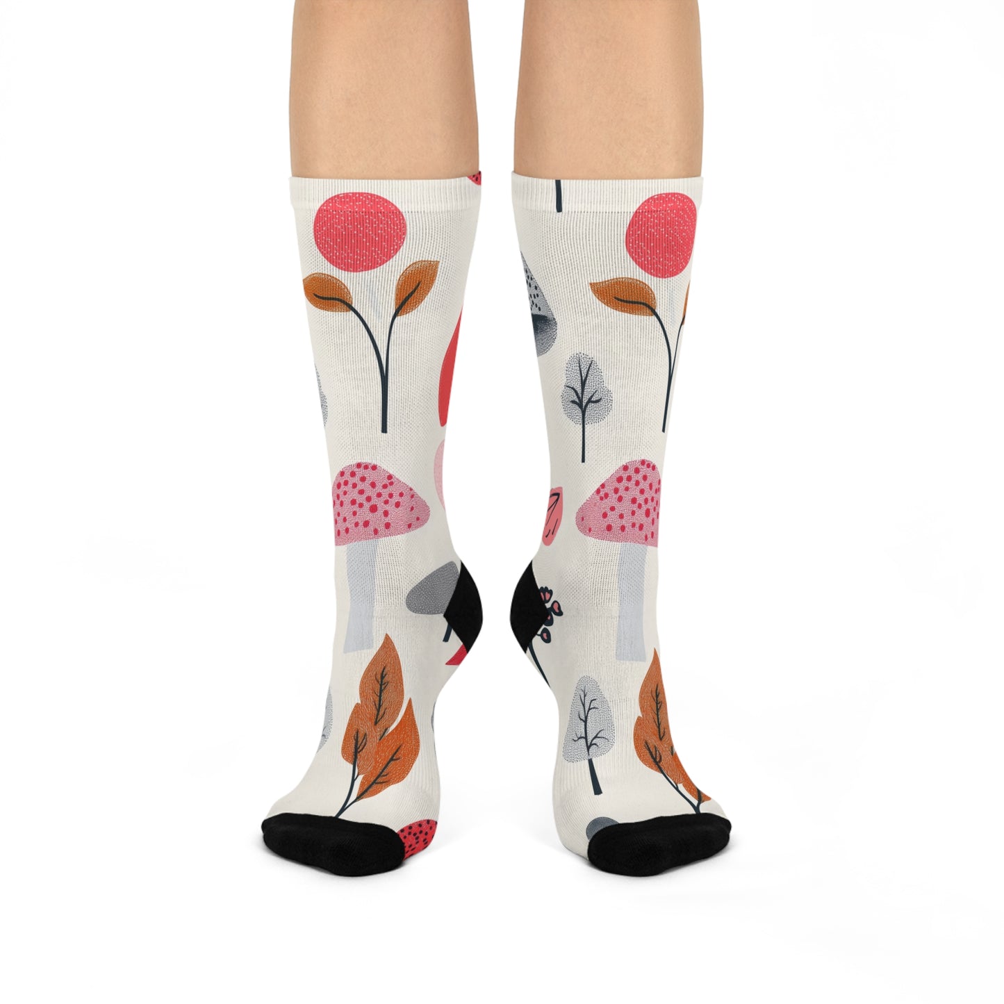 Mushroom Cushioned Crew Socks | Beige 004