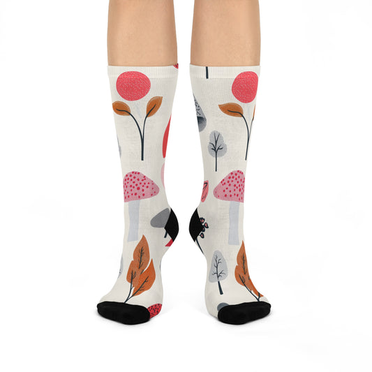 Mushroom Cushioned Crew Socks | Beige 004