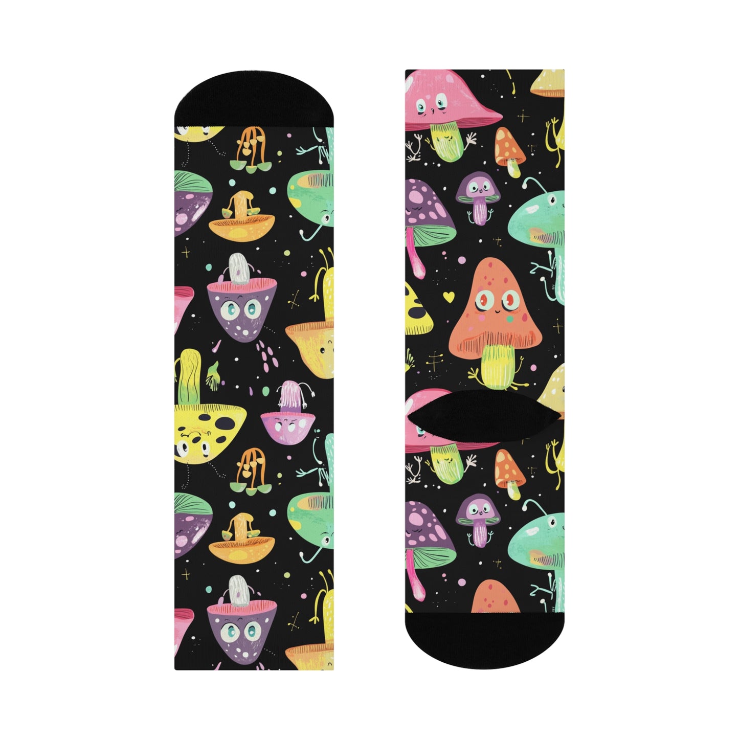 Mushroom Cushioned Crew Socks | Black 019