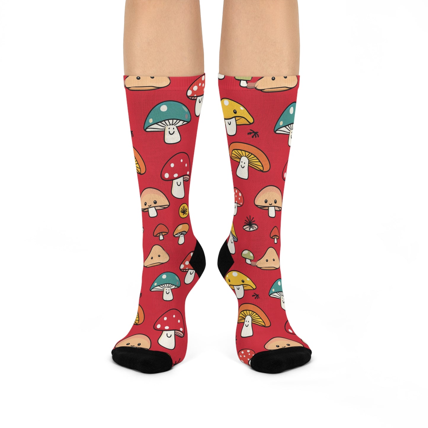 Mushroom Cushioned Crew Socks | Red 011