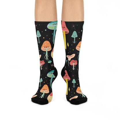 Starry Mushroom Friends Crew Socks
