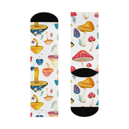 Primary Color Botanical Mushroom Crew Socks