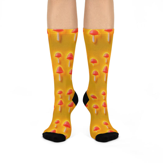 Mushroom Cushioned Crew Socks | Yellow 012 | Neon