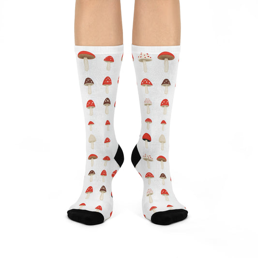 Mushroom Cushioned Crew Socks | White 008