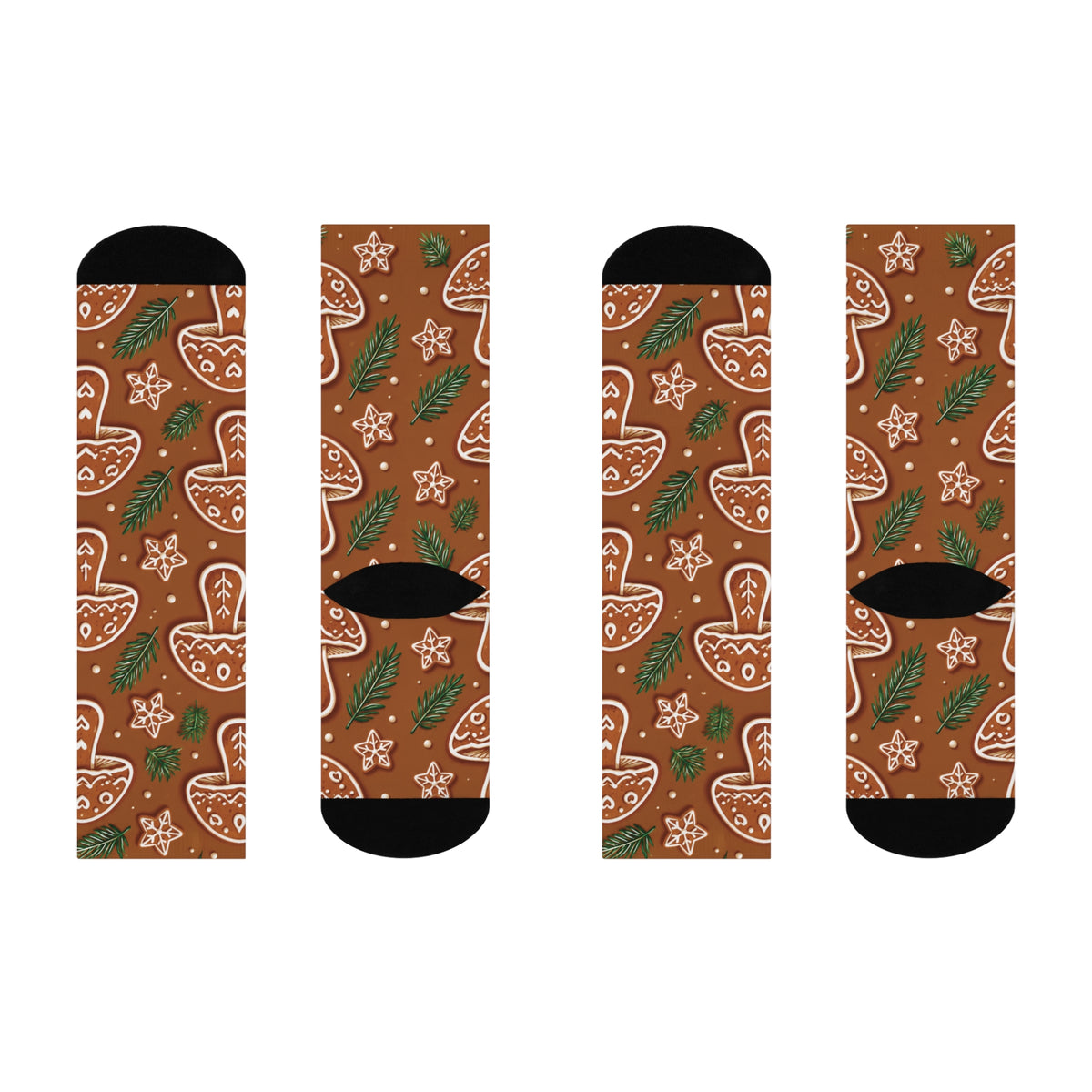 Gingerbread Grove Christmas Mushroom Cushioned Crew Socks