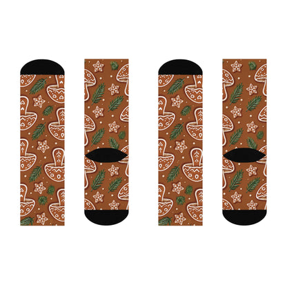 Gingerbread Grove Christmas Mushroom Cushioned Crew Socks