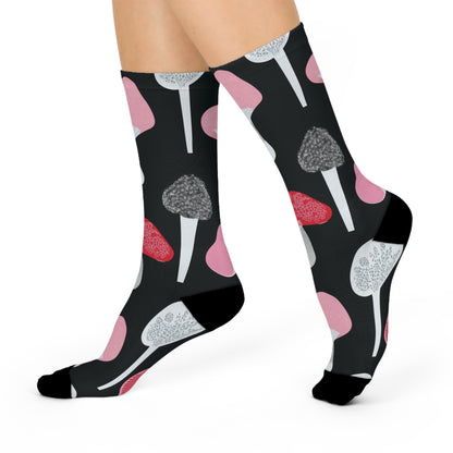 Midnight Pink Mushroom Crew Socks
