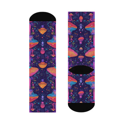 Twilight Mushroom Garden Crew Socks