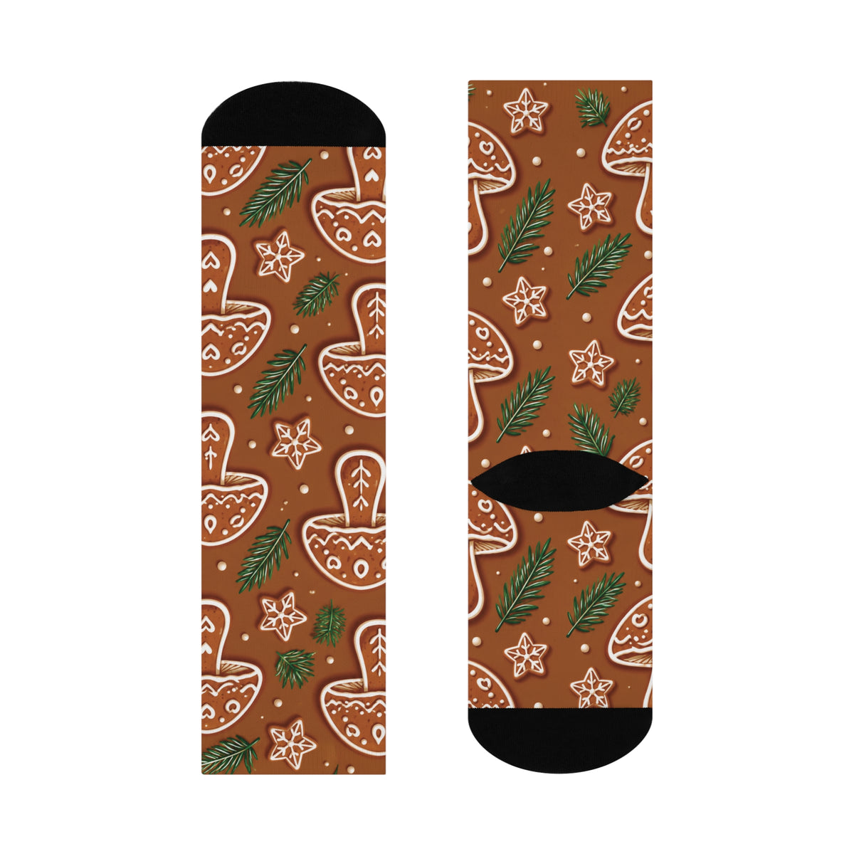 Gingerbread Grove Christmas Mushroom Cushioned Crew Socks