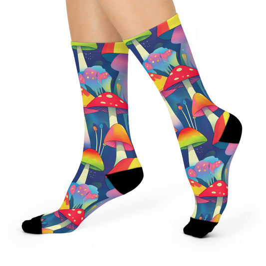 Mushroom Cushioned Crew Socks | Psychedelic 002