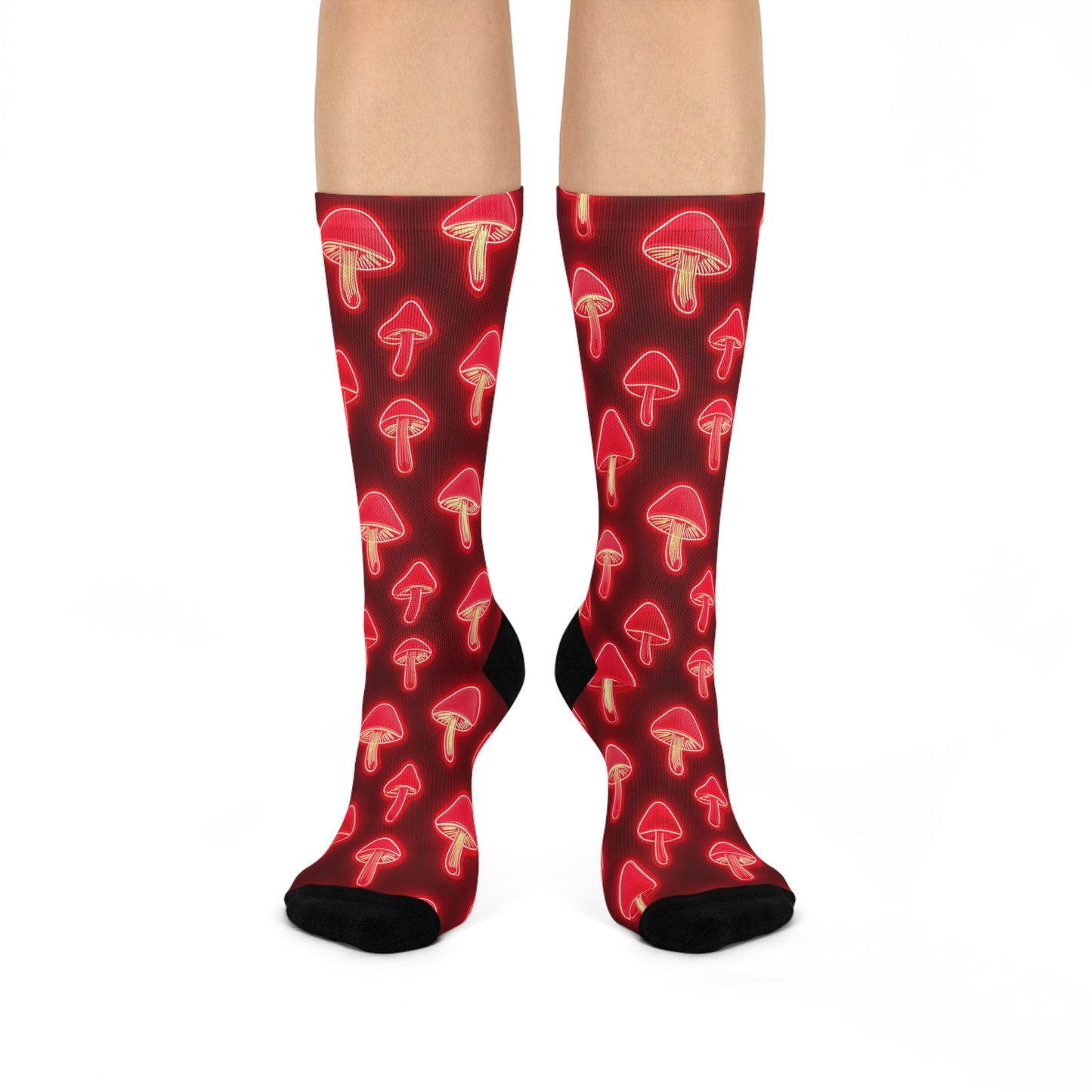Mushroom Cushioned Crew Socks | Red 014 | Neon