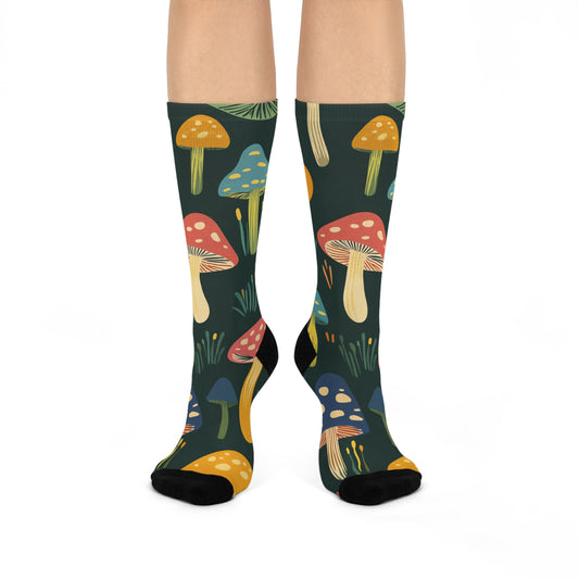 Mushroom Cushioned Crew Socks | Green 001