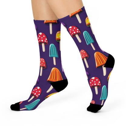 Purple Mushroom & Popsicle Crew Socks