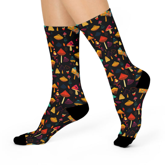 Mushroom Cushioned Crew Socks | Black 024