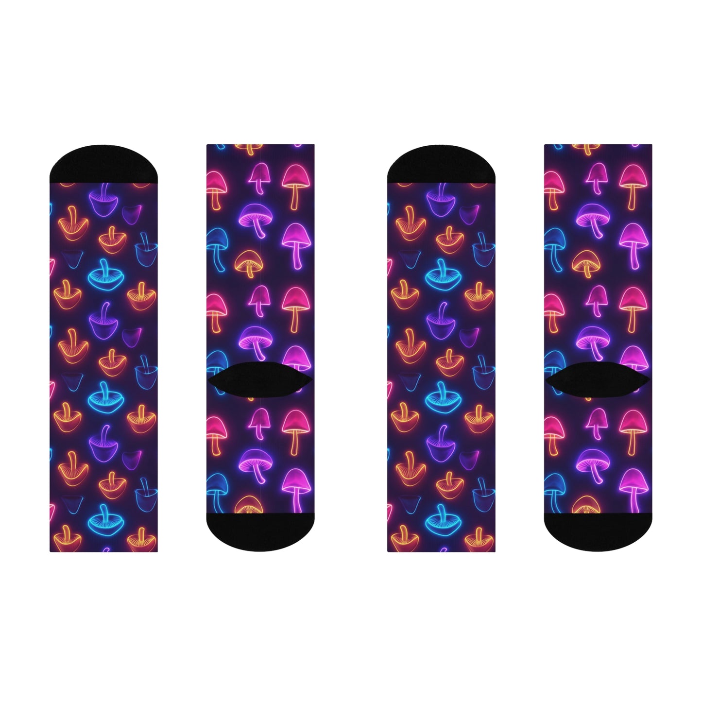 Mushroom Cushioned Crew Socks | Psychedelic 023 | Neon