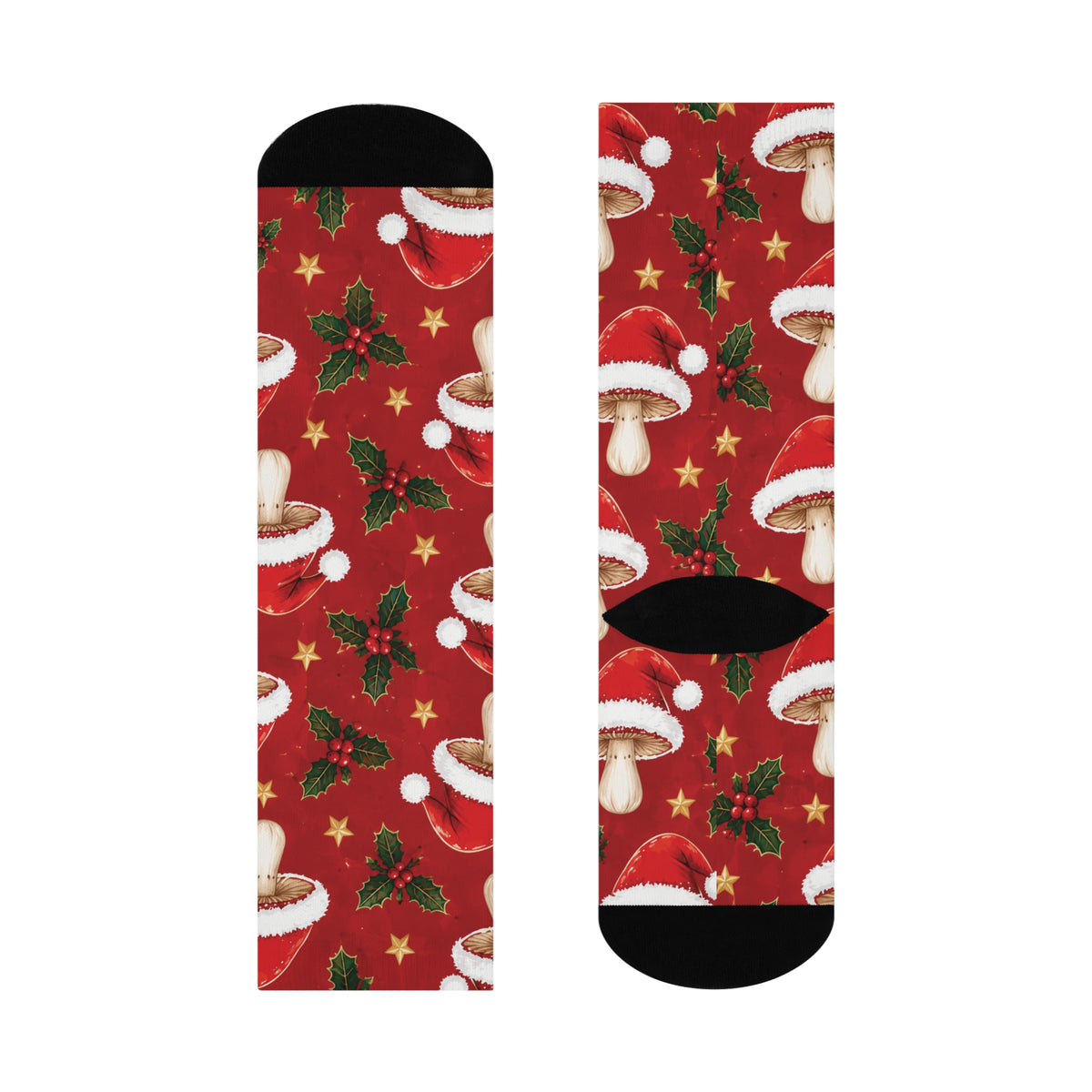 Santa Cap Shrooms Christmas Mushroom Cushioned Crew Socks