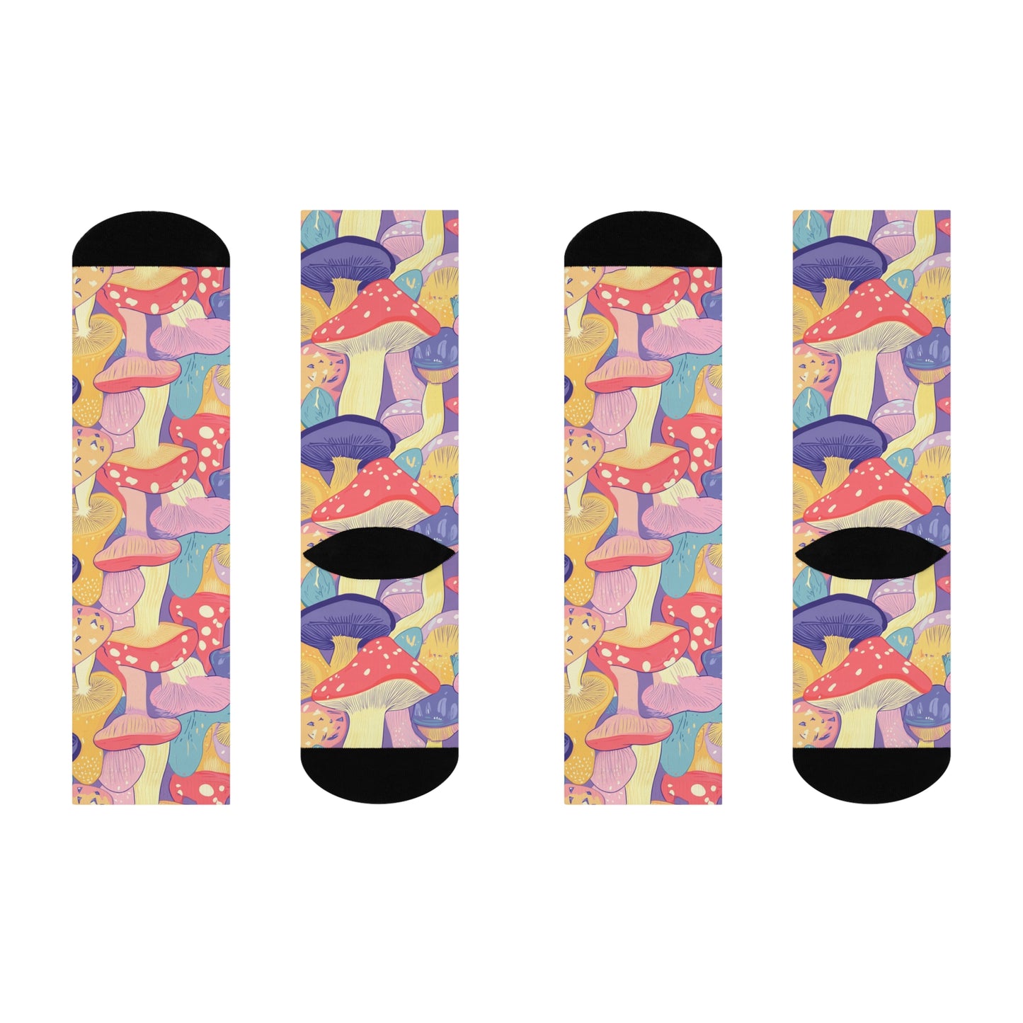 Mushroom Socks For Festival Season | Cushioned Crew Socks | Pink 021