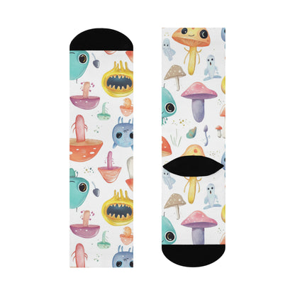 Pastel Alien Mushroom Crew Socks