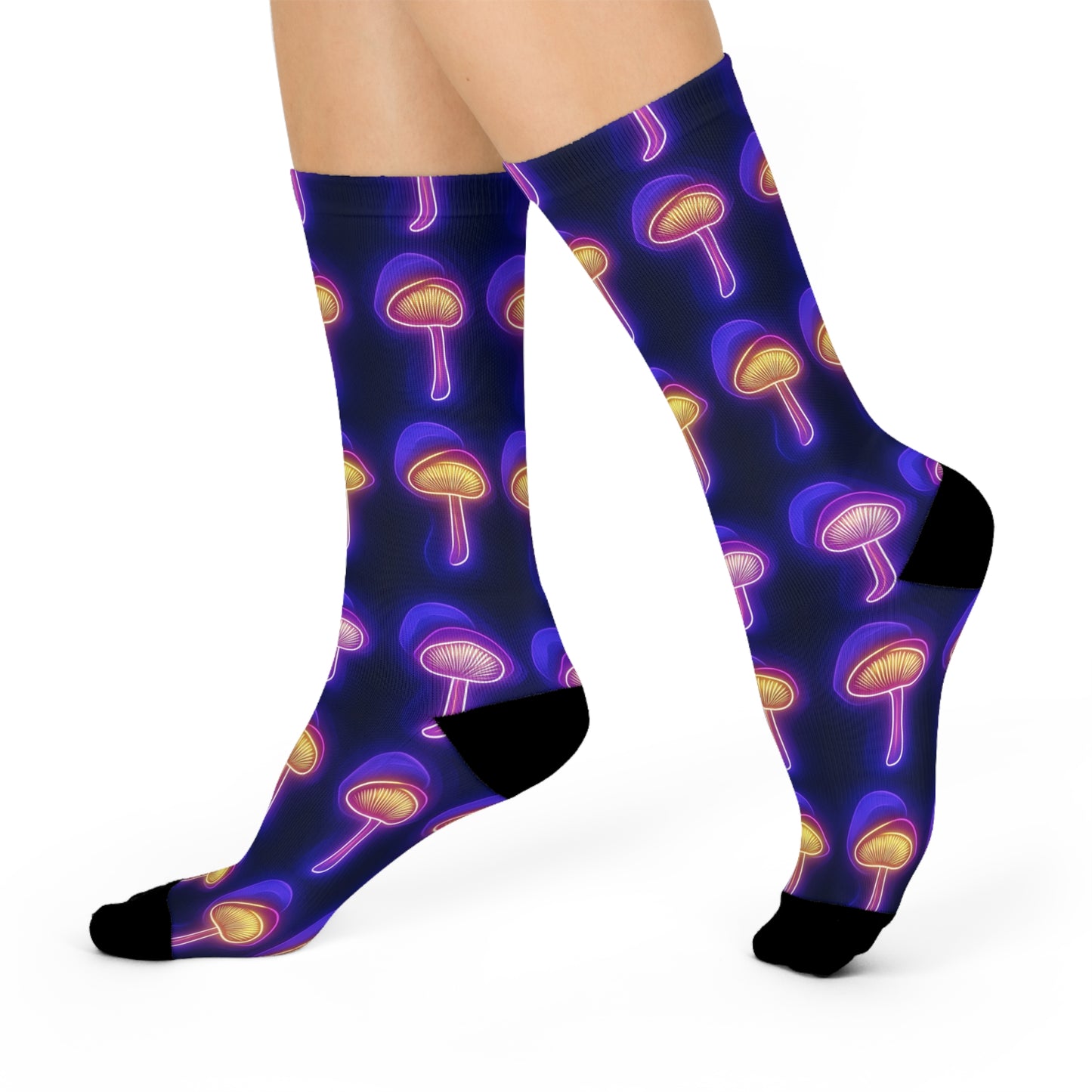 Mushroom Cushioned Crew Socks | Psychedelic 022 | Neon