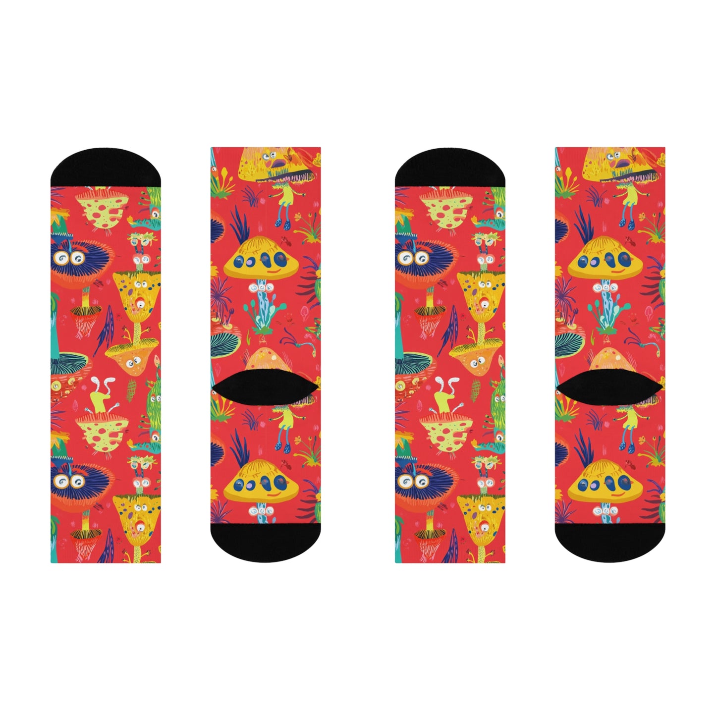 Mushroom Cushioned Crew Socks | Red 012