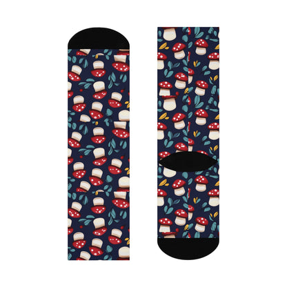 Navy Red Toadstool Crew Socks